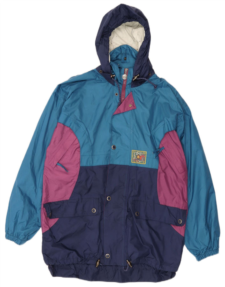 Jaqueta de chuva masculina Agu com capuz UK 36 poliamida colorblock azul pequena
