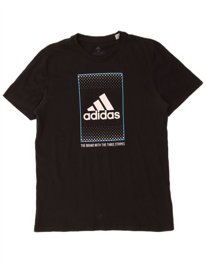 Adidas Mens Three Stripes Graphic Camiseta Top Médio Algodão Preto