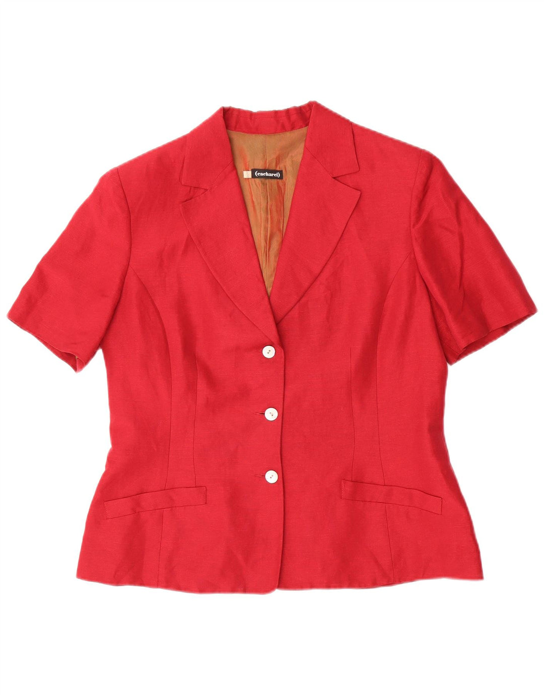Jaqueta blazer feminina Cacharel manga curta com 3 botões IT 44 médio vermelho