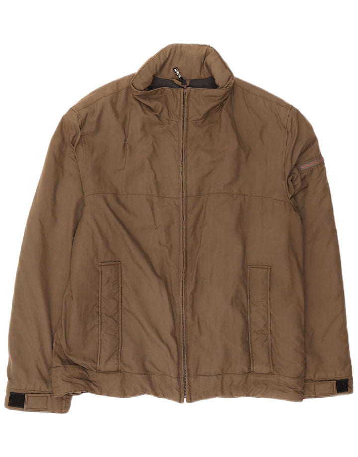 Jaqueta utilitária masculina com capuz Gas UK 40 grande marrom nylon