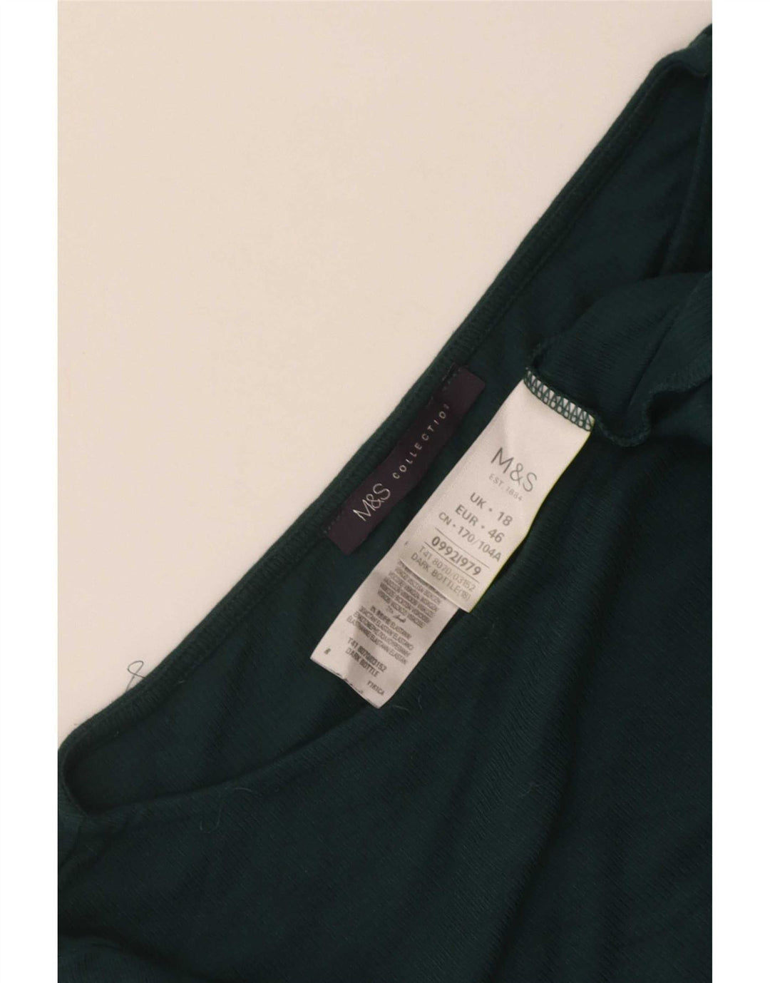 Top feminino Marks & Spencer manga comprida UK 18 XL verde acrílico