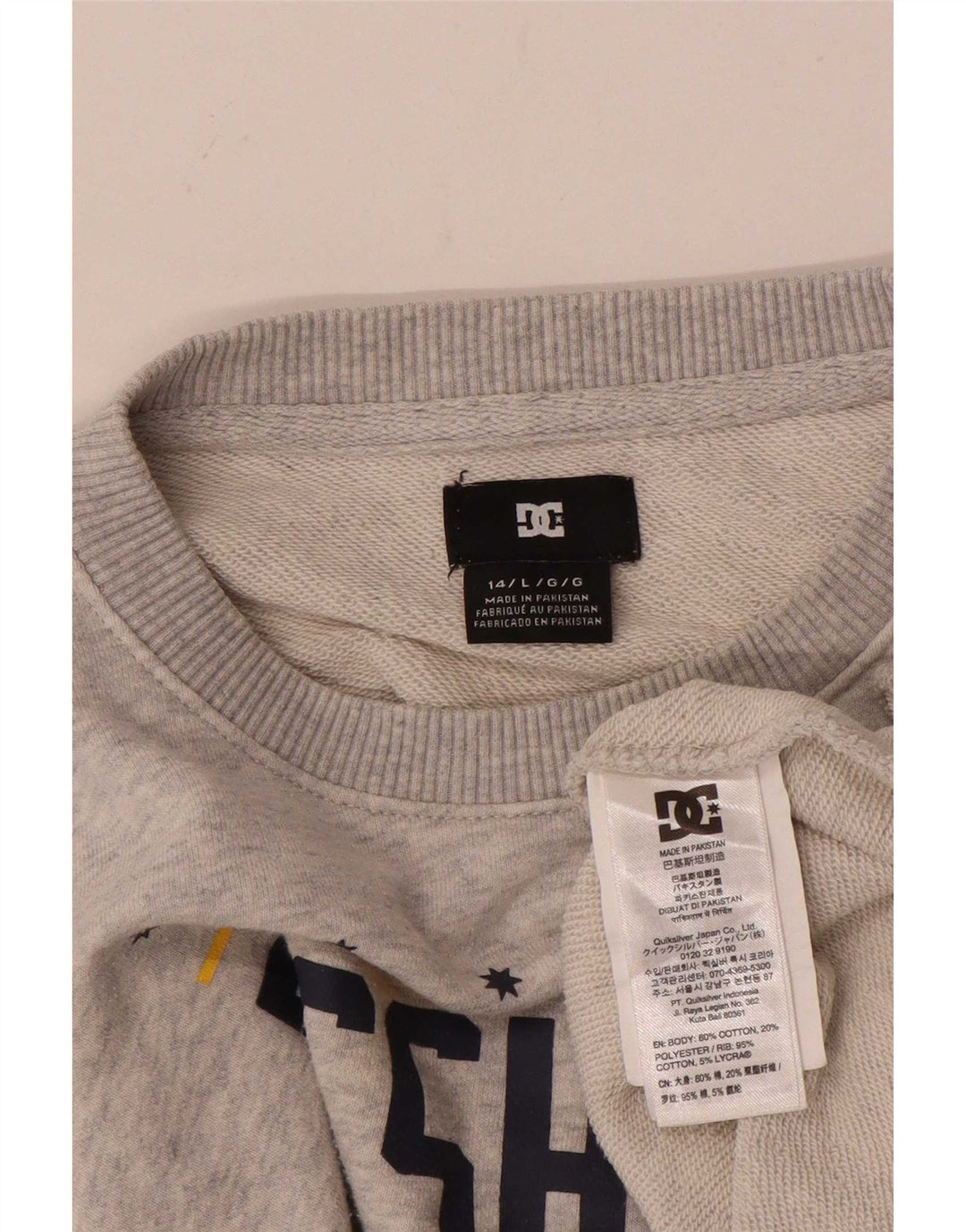 DC Boys Sweatshirt Jumper 13-14 Years Large Grey Flecked Cotton