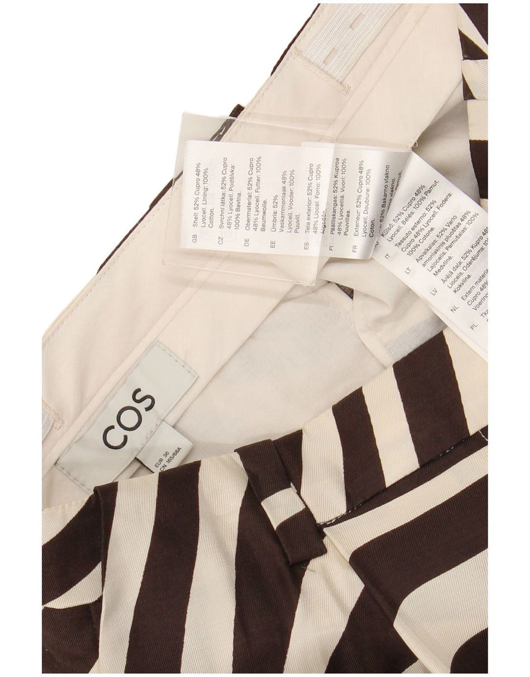 COS Shorts feminino casual EU 36 XS W28 marrom estampa animal Cupro