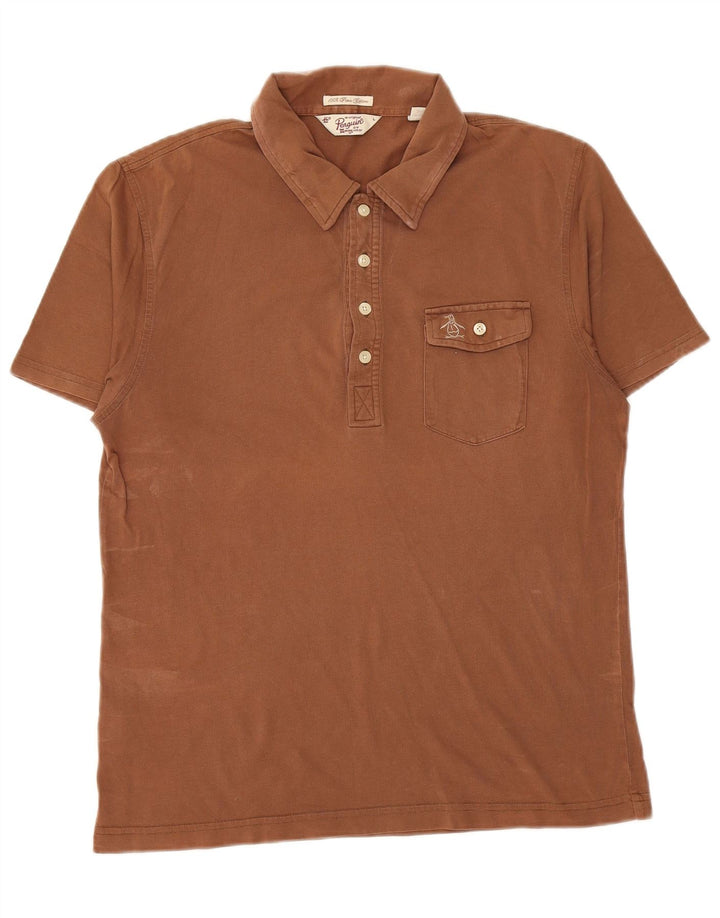 Camisa polo masculina PENGUIN grande algodão marrom