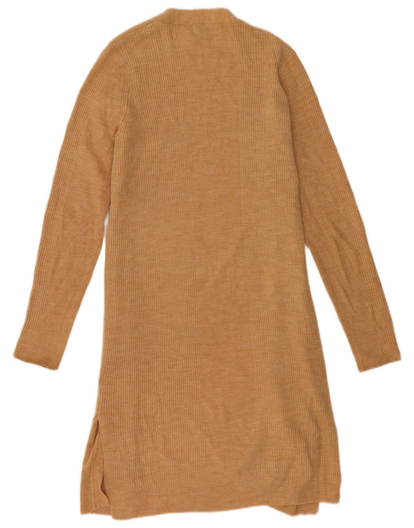 Marks & Spencer Suéter feminino Longline Open Cardigan Reino Unido 14 Médio Bege