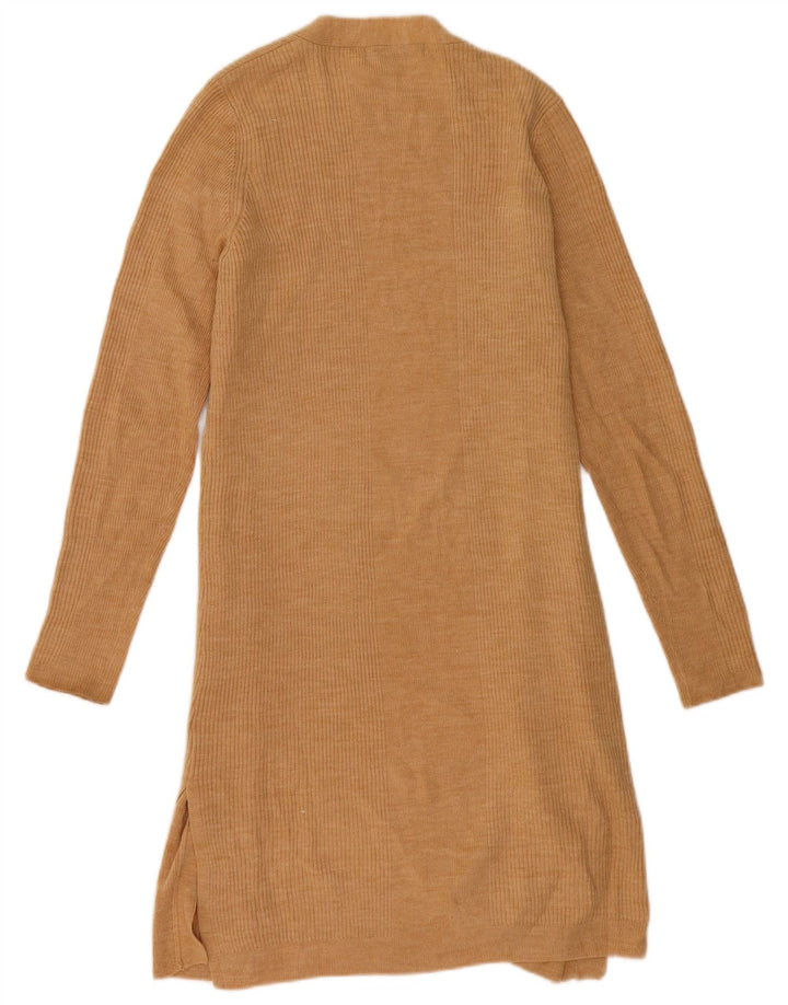 Marks & Spencer Suéter feminino Longline Open Cardigan Reino Unido 14 Médio Bege