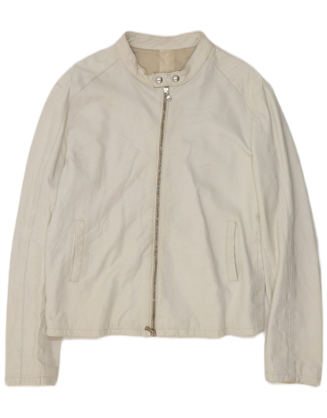 Jaqueta bomber de couro masculina vintage UK 40 grande branca
