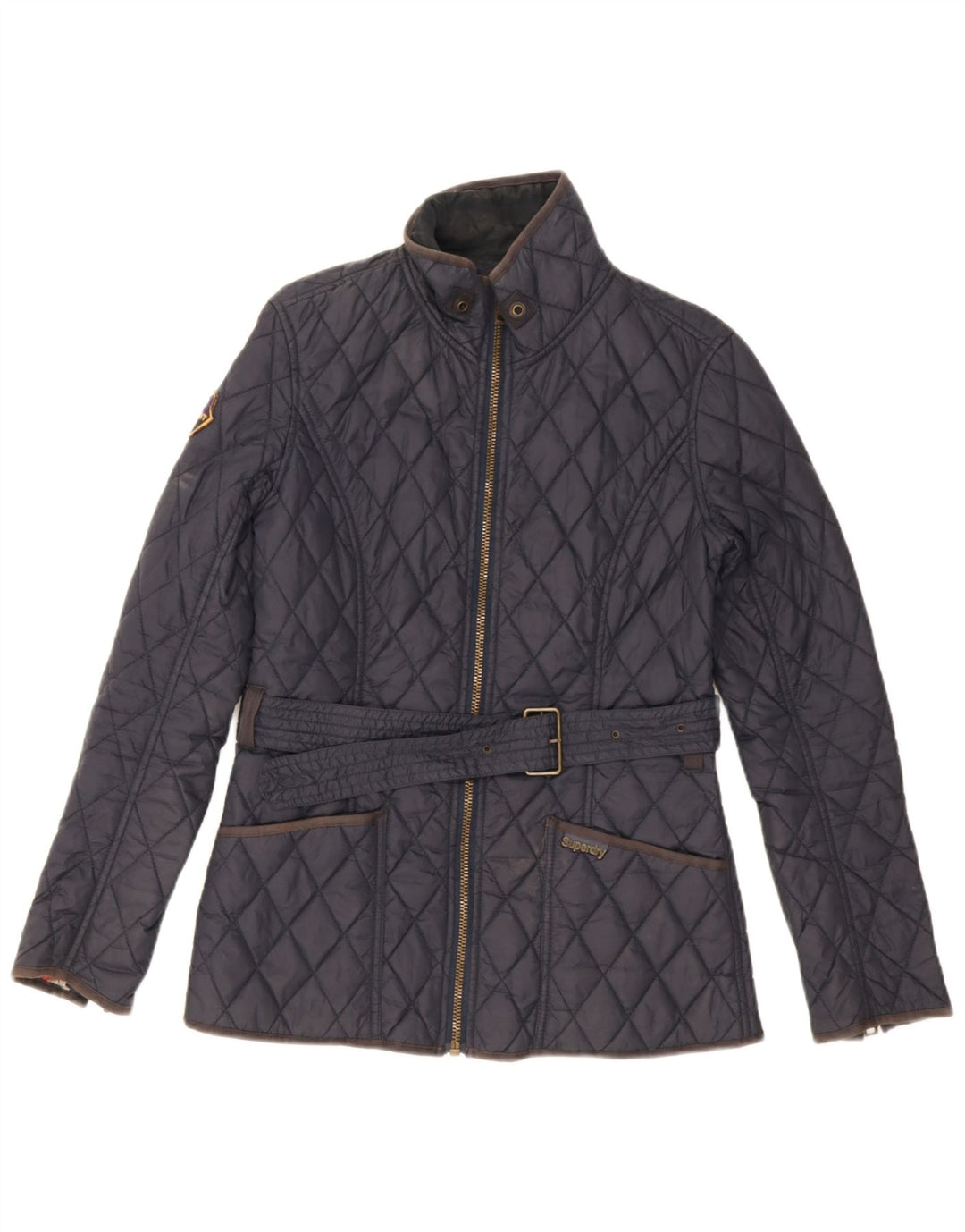 Jaqueta acolchoada feminina Superdry UK 12 médio azul marinho nylon