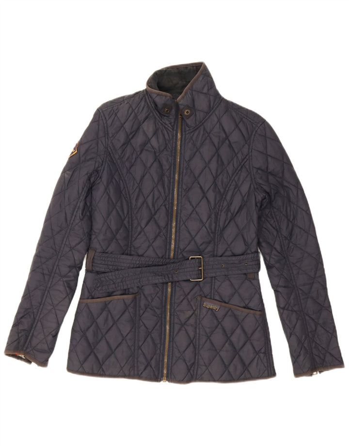Jaqueta acolchoada feminina Superdry UK 12 médio azul marinho nylon