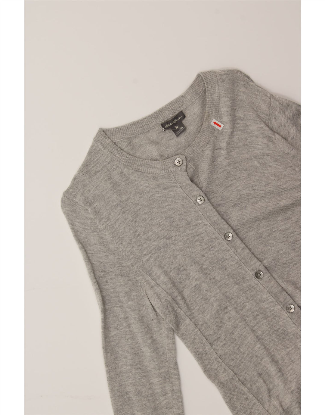 EDDIE BAUER Womens Cardigan Sweater UK 6 XS Grey Cotton Vintage Eddie Bauer and Second-Hand Eddie Bauer from Messina Hembry 