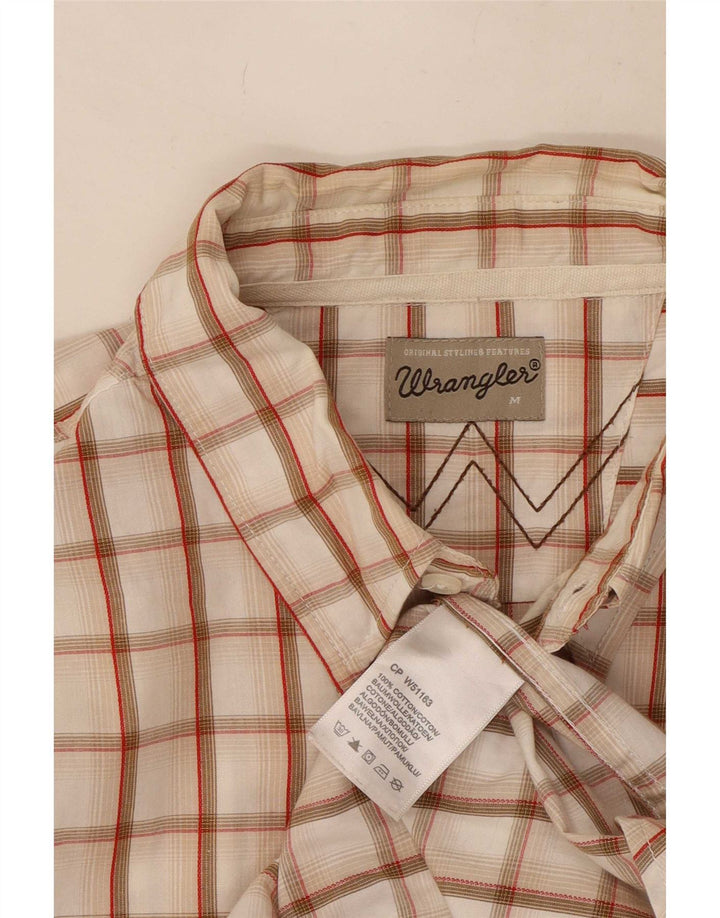 Camisa masculina Wrangler de algodão xadrez bege médio