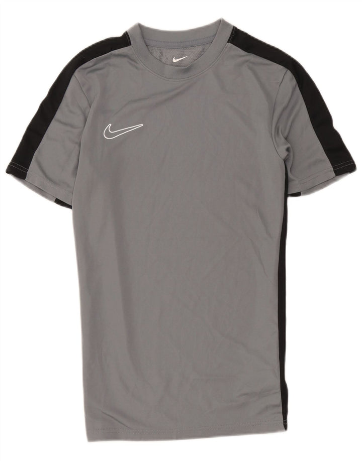 Camiseta masculina Nike Dri Fit Slim Fit Top pequeno cinza colorblock poliéster