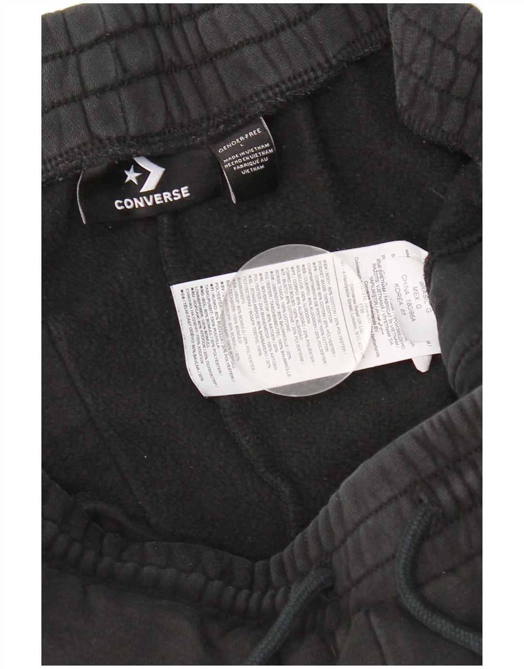 Converse Mens Graphic Calças de treino Joggers grandes de algodão preto
