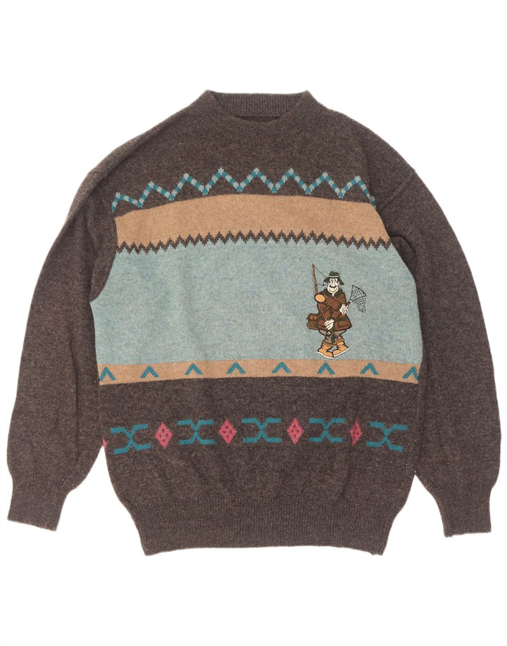 Suéter vintage masculino com gola tartaruga IT 48 bloco cinza médio