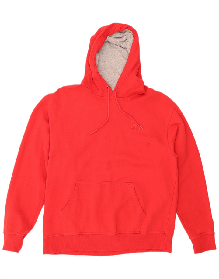 CHAMPION Mens Hoodie Jumper Large Red Cotton