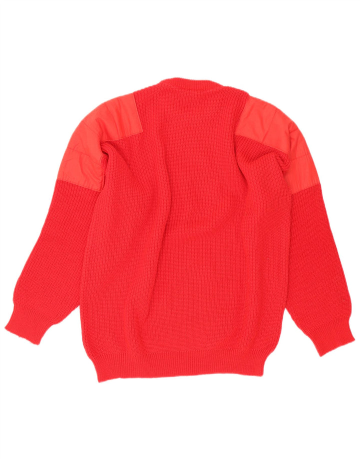 Suéter vintage masculino com gola redonda, lã vermelha média