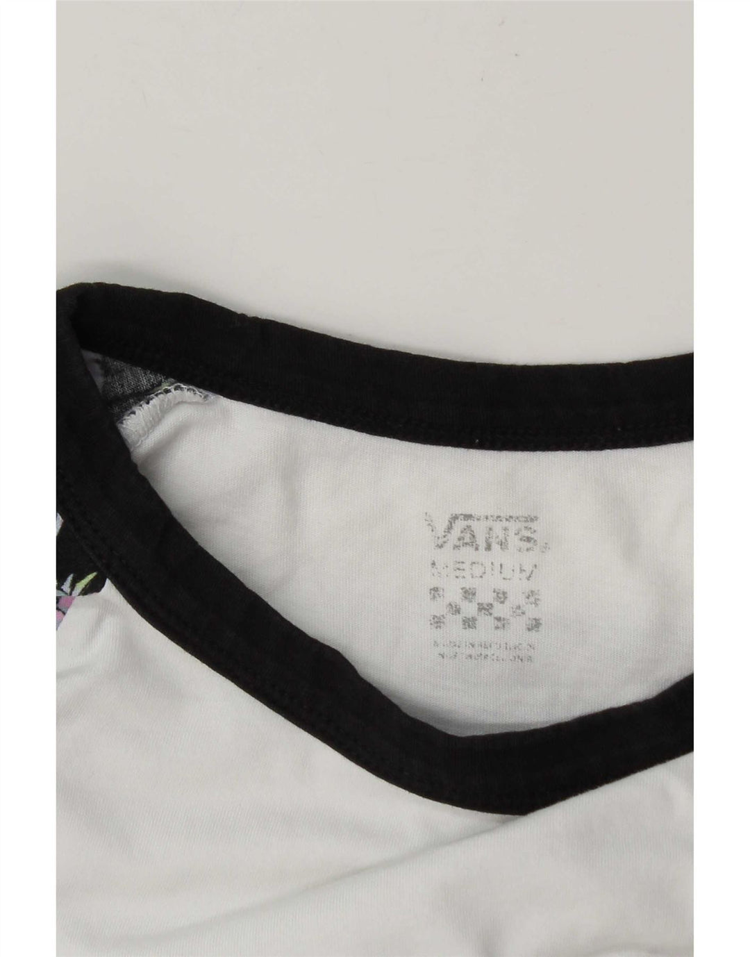 Top feminino Vans manga 3/4 UK 14 médio branco colorblock