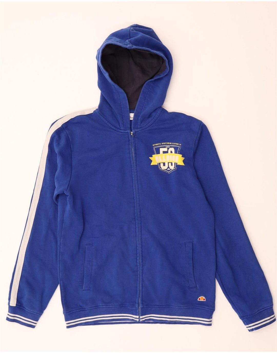 ELLESSE Boys Graphic Zip Hoodie Sweater 13-14 Years Blue Cotton Vintage Ellesse and Second-Hand Ellesse from Messina Hembry 
