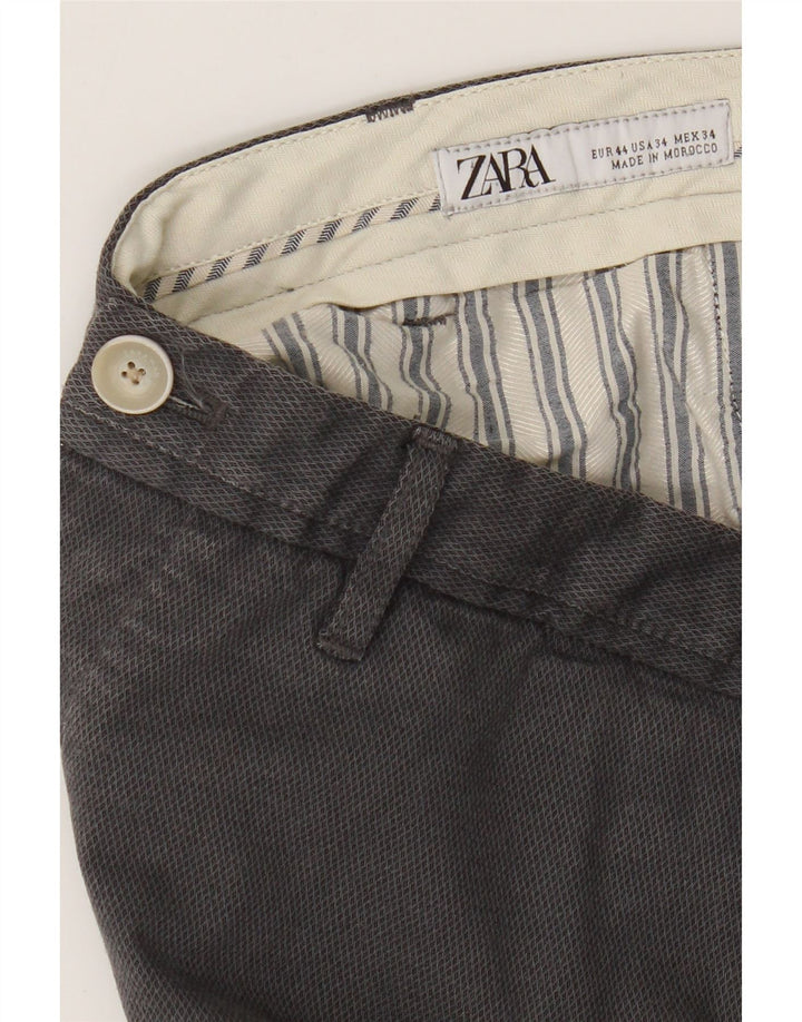 Zara Mens Slim Chino Calças EU 44 Grande W34 L29 Cinza