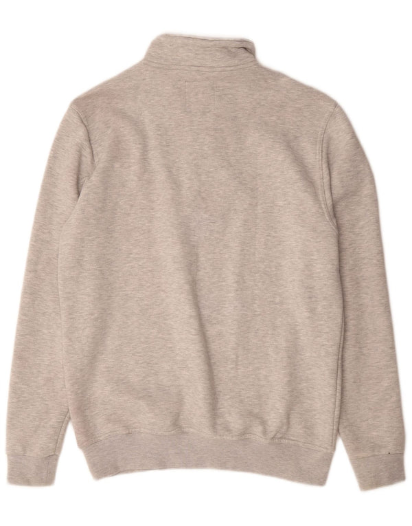 Crew Clothing Mens Zip Neck Moletom Jumper XL Algodão Cinza