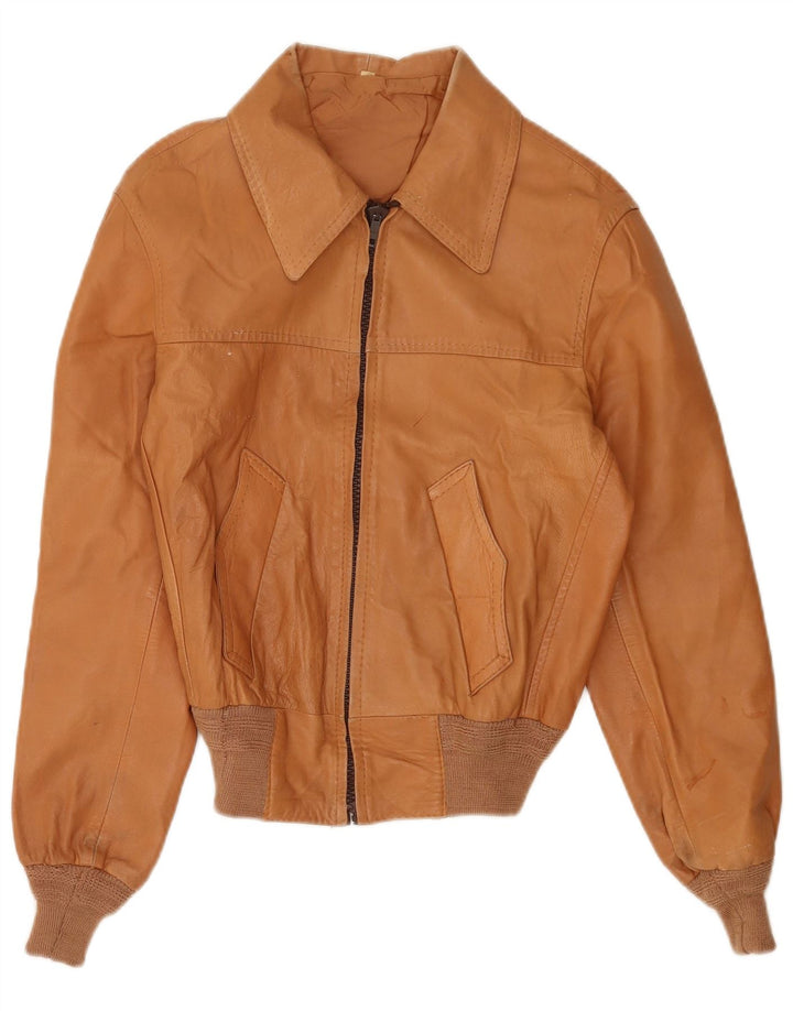 Jaqueta de couro feminina vintage IT 50 XL bege