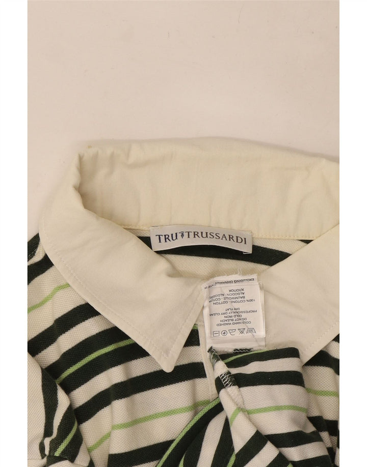 Camisa polo masculina Trussardi de algodão listrado multicolorido médio