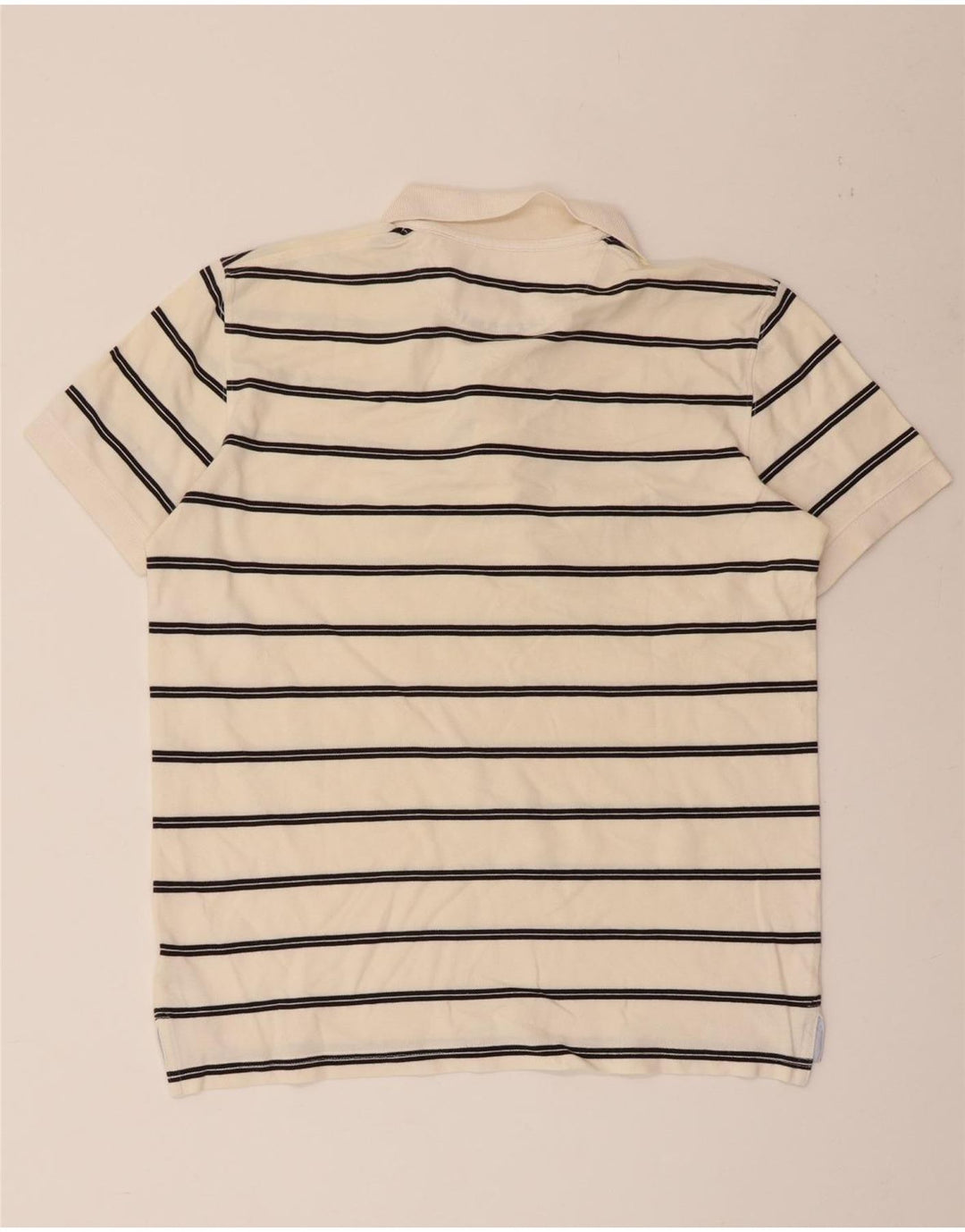 Camisa polo masculina Massimo Dutti de algodão listrado branco médio