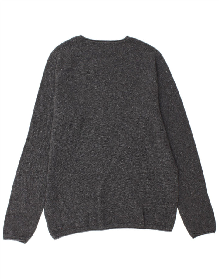 Suéter masculino Jack & Jones com gola redonda e algodão cinza médio