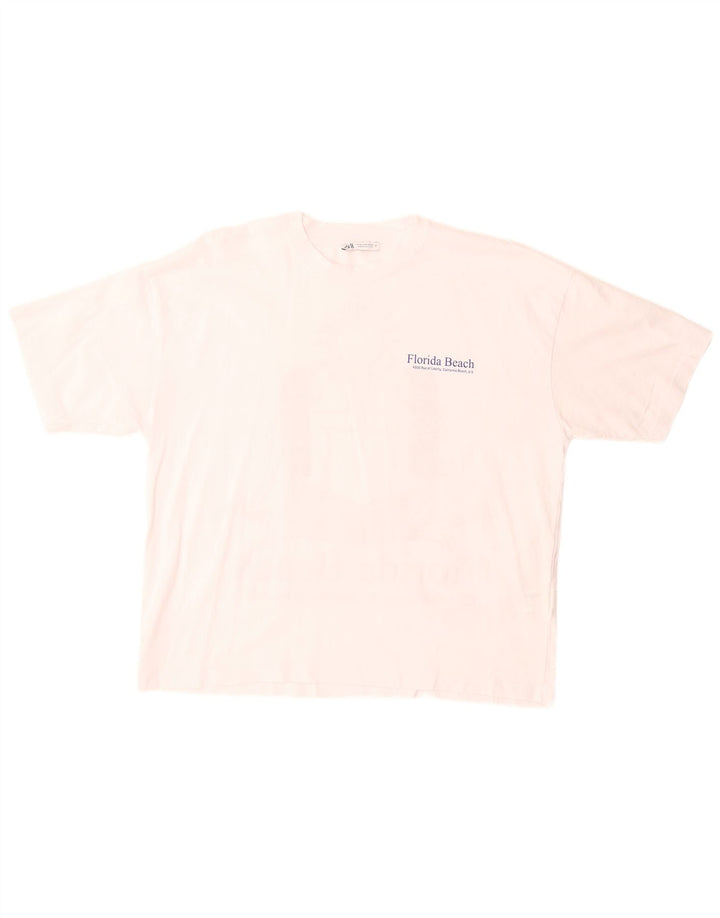 Camiseta masculina gráfica ZARA Top médio algodão branco
