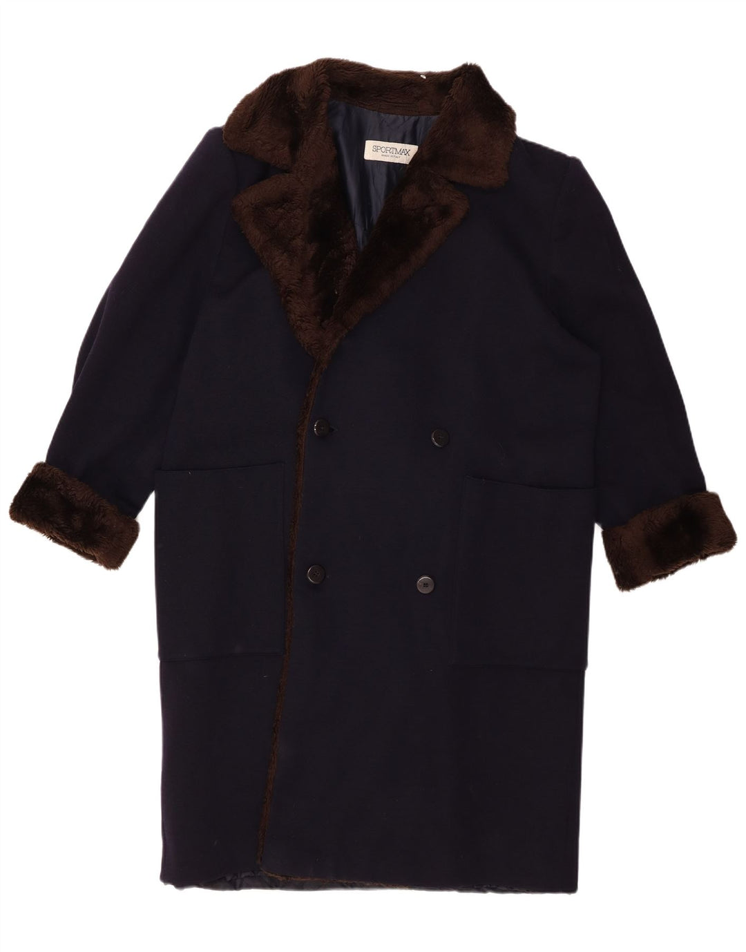 Casaco feminino Sportmax com peito duplo Reino Unido 16 grande azul marinho