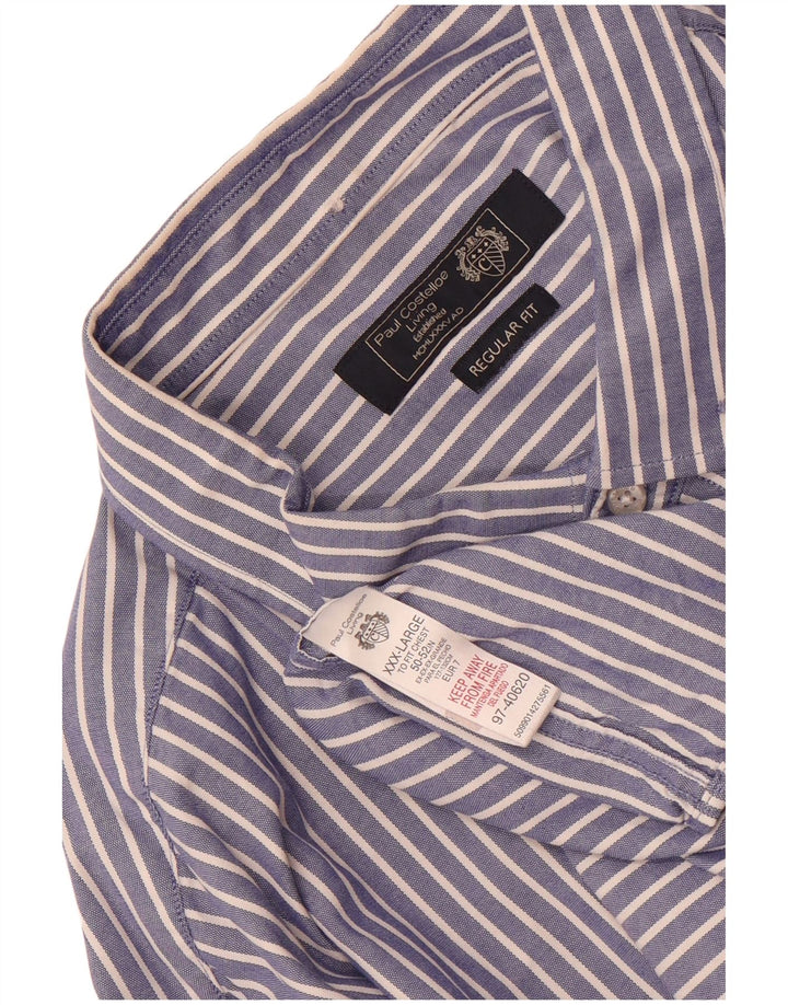 Camisa masculina Paul Costelloe de ajuste regular 3XL algodão listrado azul