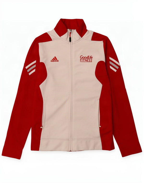 Adidas Womens Tracksuit Top Jacket UK 10 Small Red Colourblock Poliéster