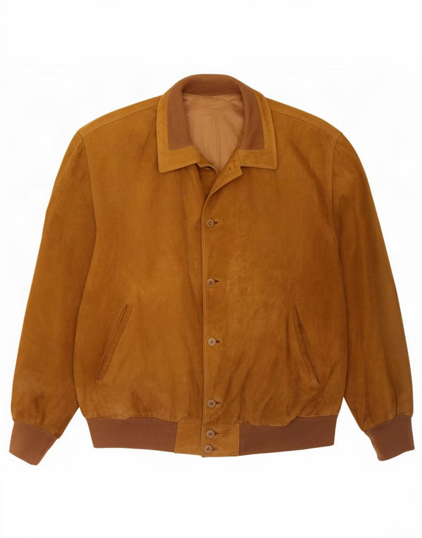Jaqueta bomber masculina vintage de camurça UK 42 XL marrom