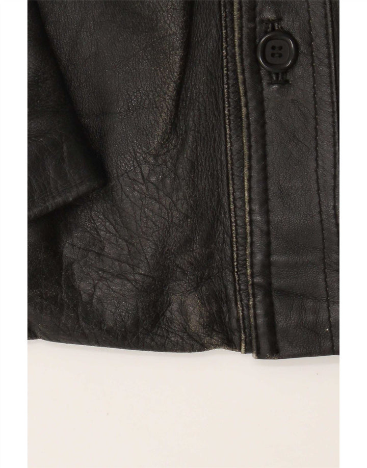 Jaqueta de couro masculina vintage UK 36 pequena preta