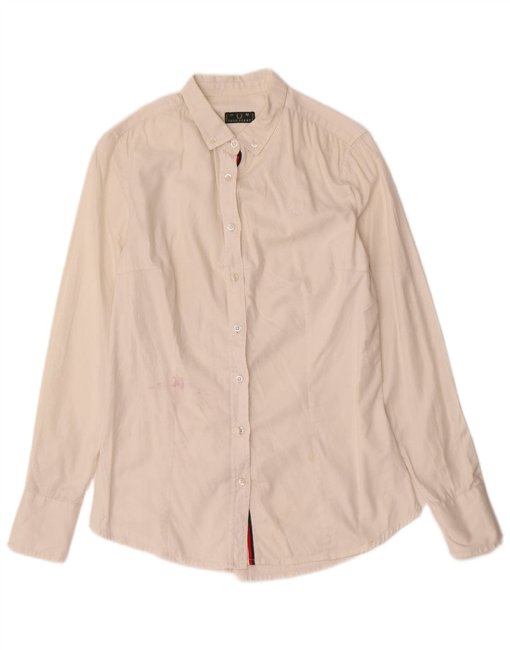 Camisa feminina Fred Perry UK 12 médio branco