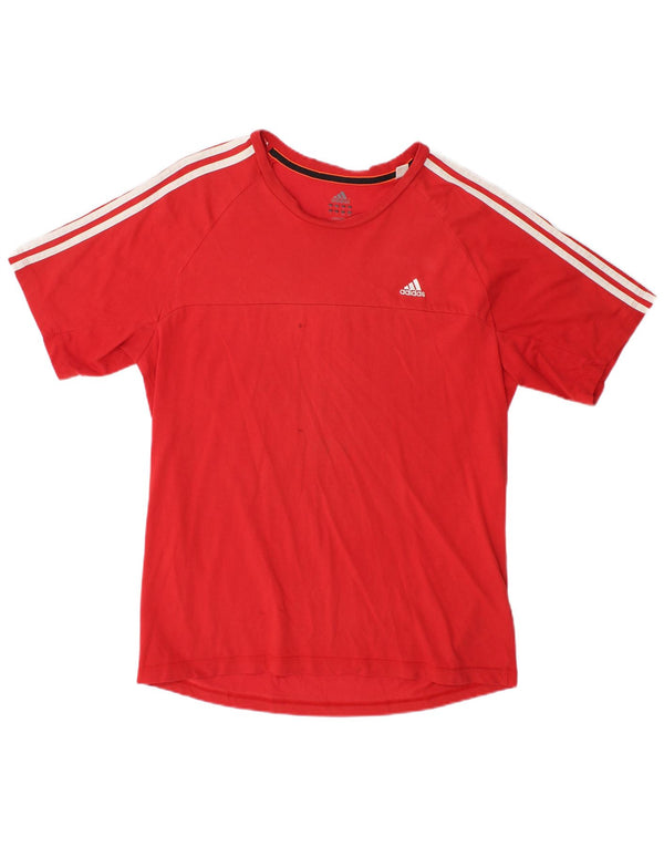 Adidas Mens Climalite Camiseta Top Grande Algodão Vermelho