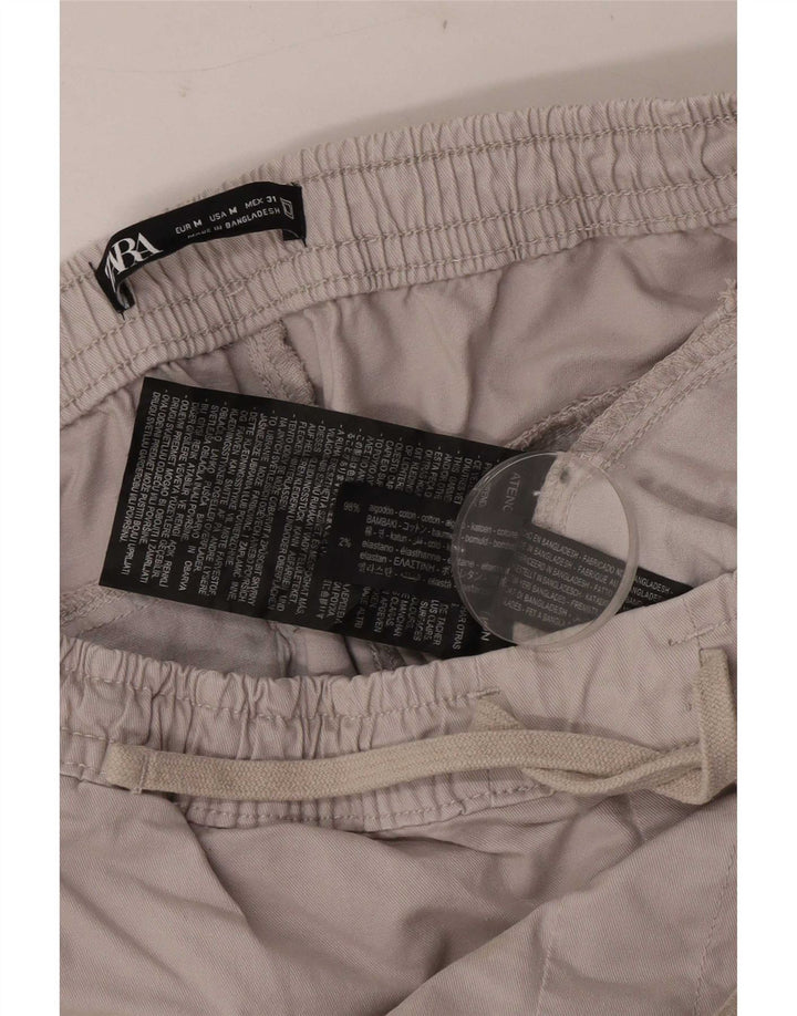 Zara Mens Joggers Cargo Calças Médio W31 L28 Algodão Cinza