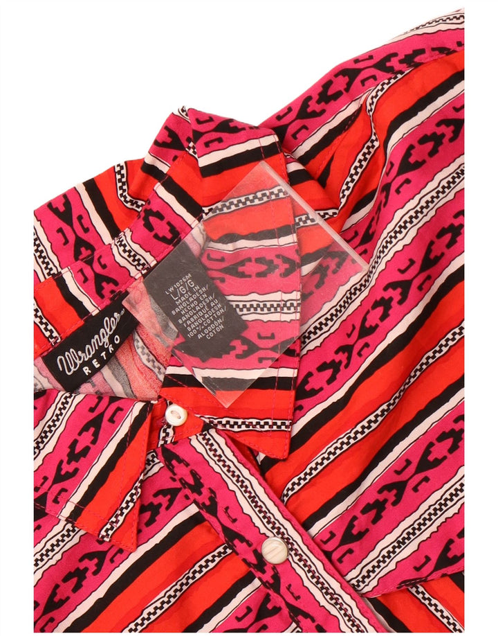 Camisa retrô feminina Wrangler UK 16 grande algodão listrado multicolorido