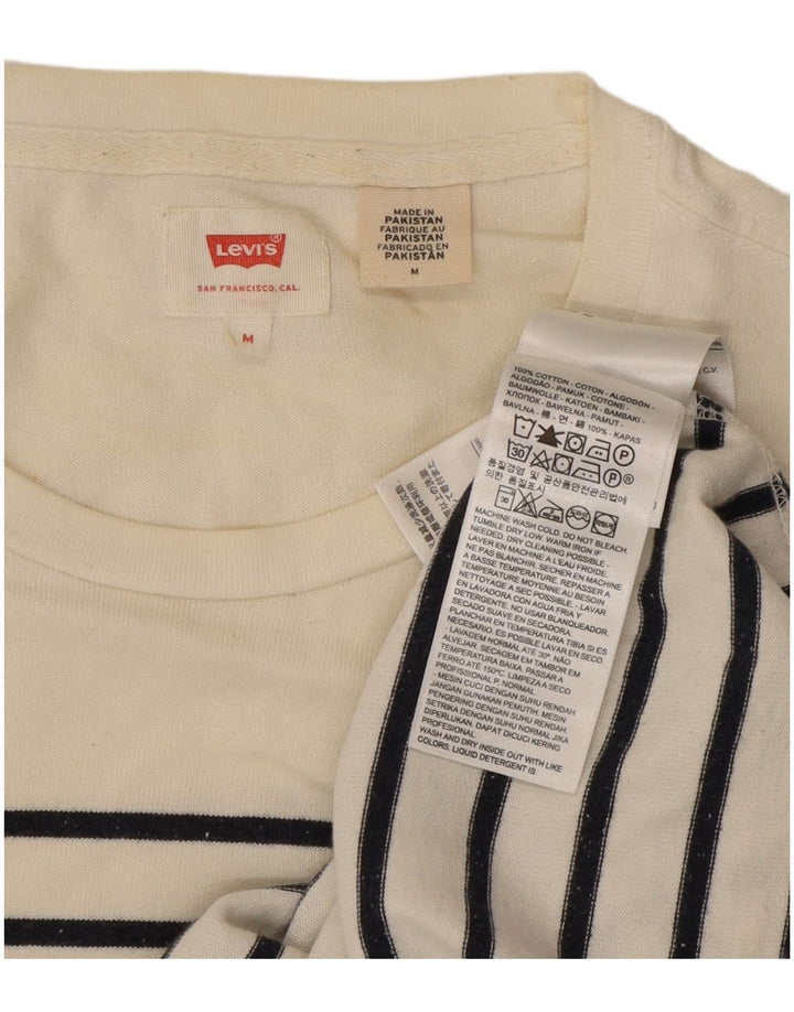 Top masculino Levi's manga longa médio listrado branco algodão
