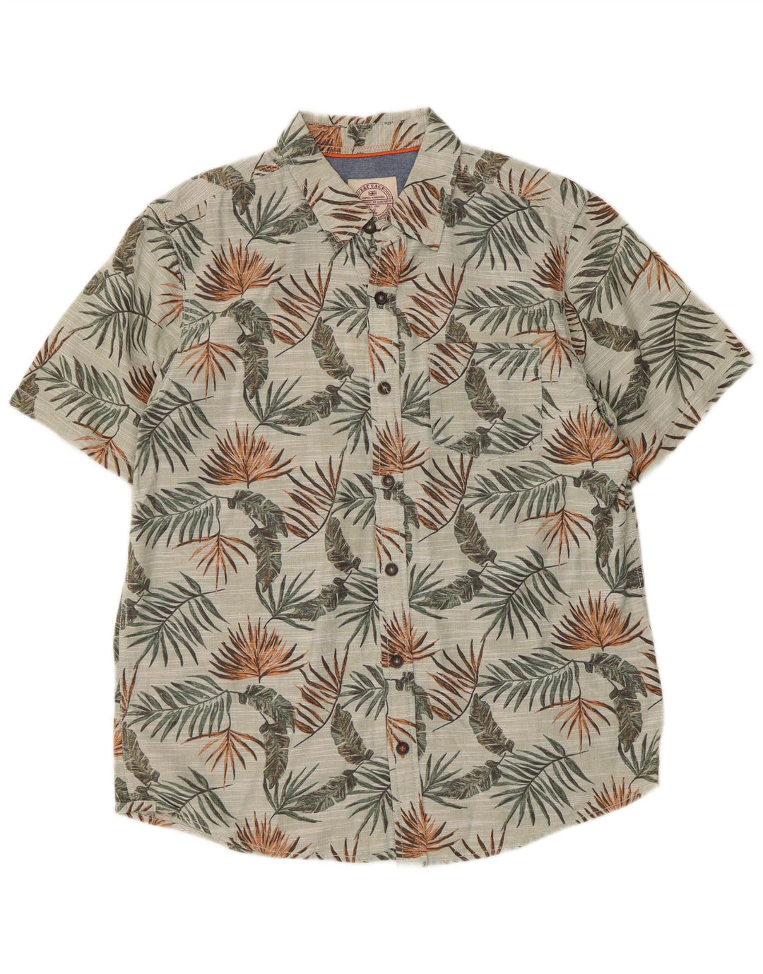 Camisa masculina de manga curta Fat Face algodão floral cinza médio