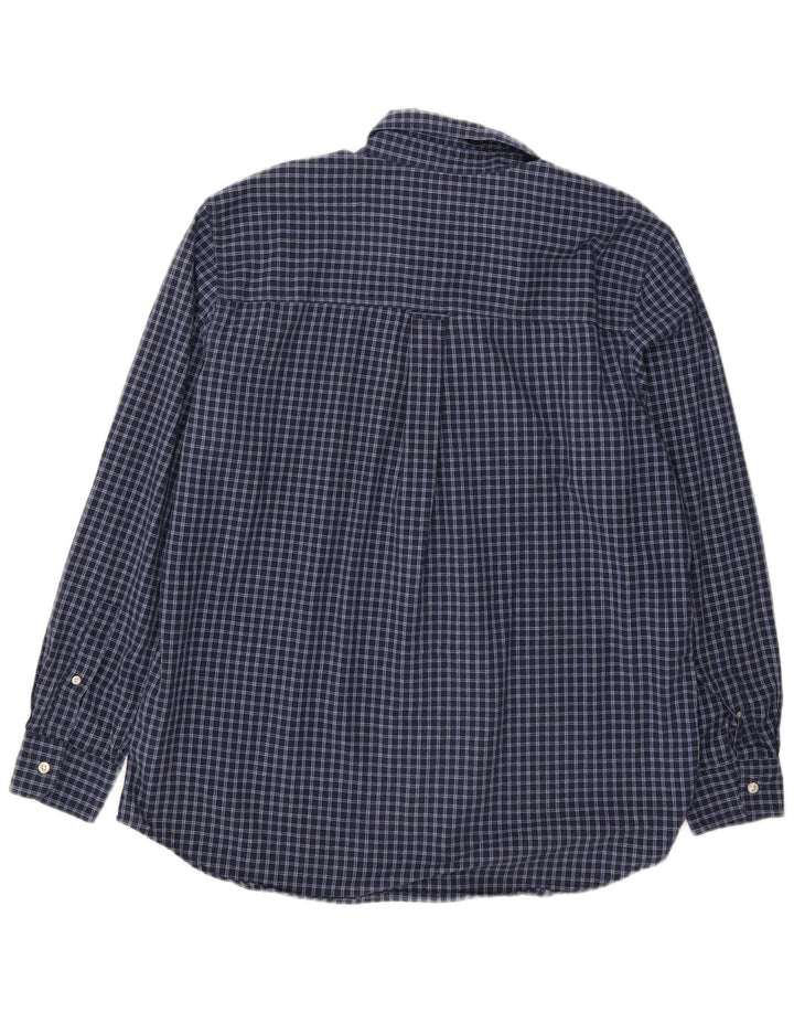 Camisa masculina de flanela Chaps Easy Care grande algodão xadrez azul marinho