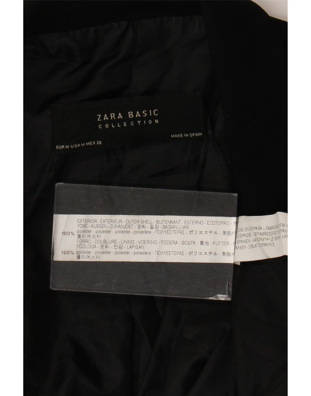 Zara Jaqueta Blazer Feminina Manga 3/4 Aberta Reino Unido 14 Médio Preto Poliéster