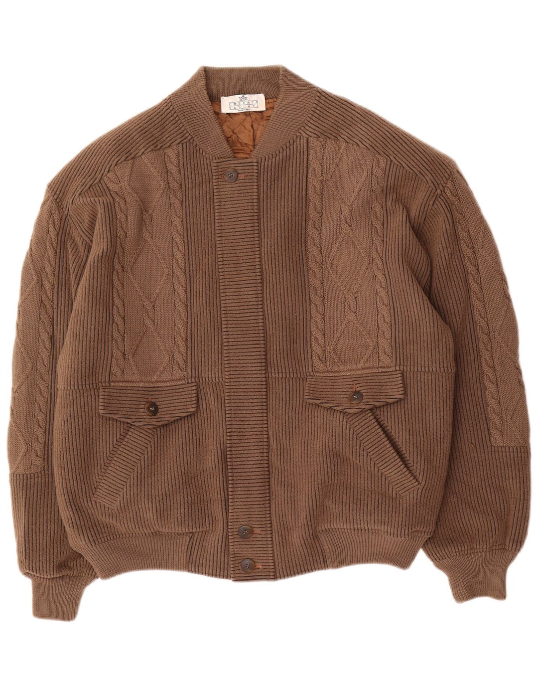 Jaqueta bomber masculina de malha UMBERTO VALLATI IT 52 XL marrom geométrico