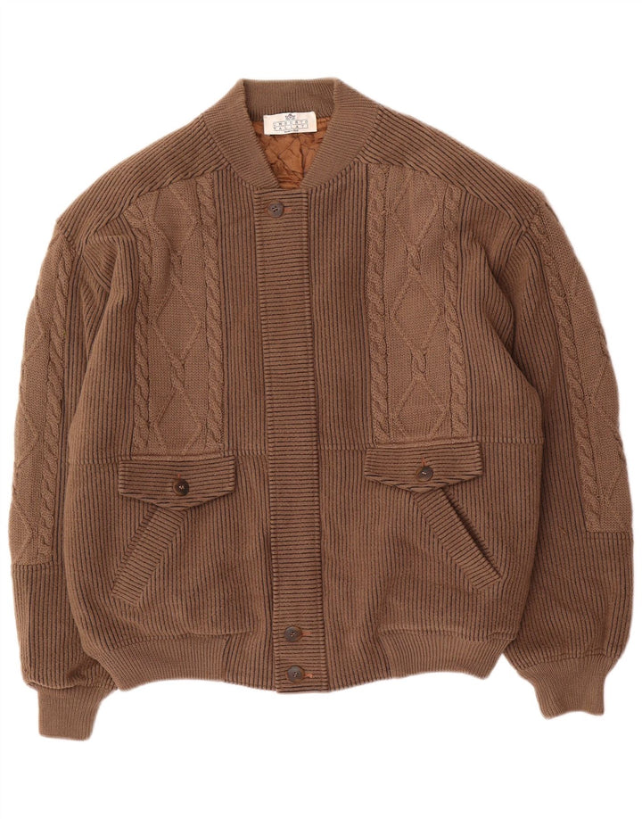Jaqueta bomber masculina de malha UMBERTO VALLATI IT 52 XL marrom geométrico