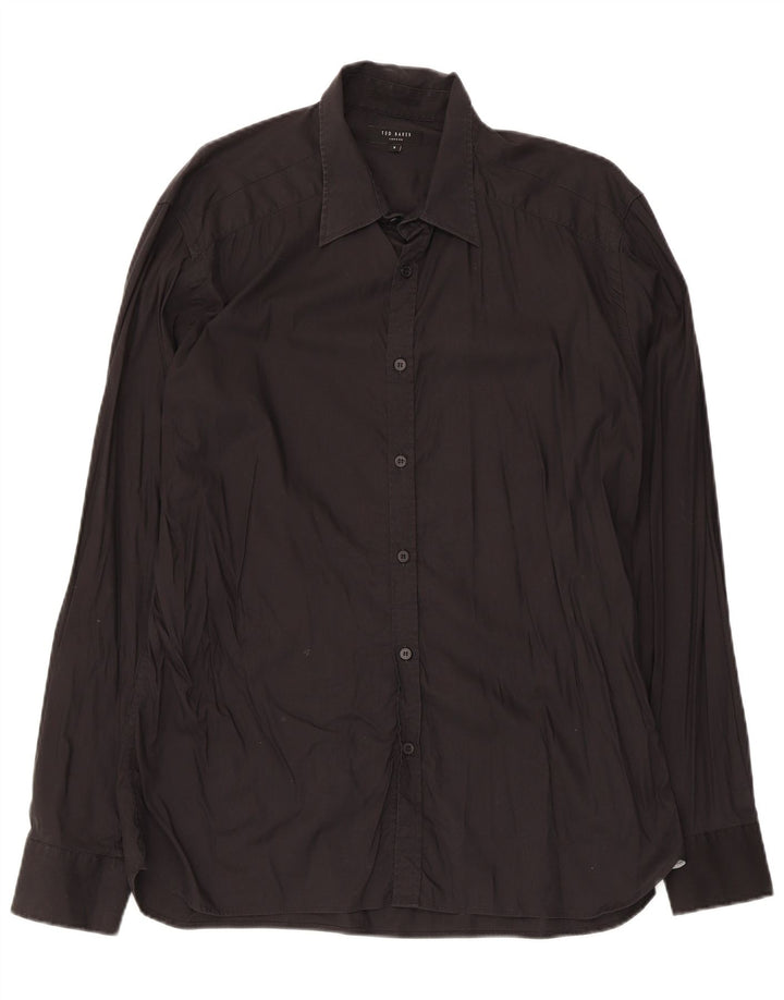 Camisa masculina Ted Baker tamanho 5 XL algodão preto