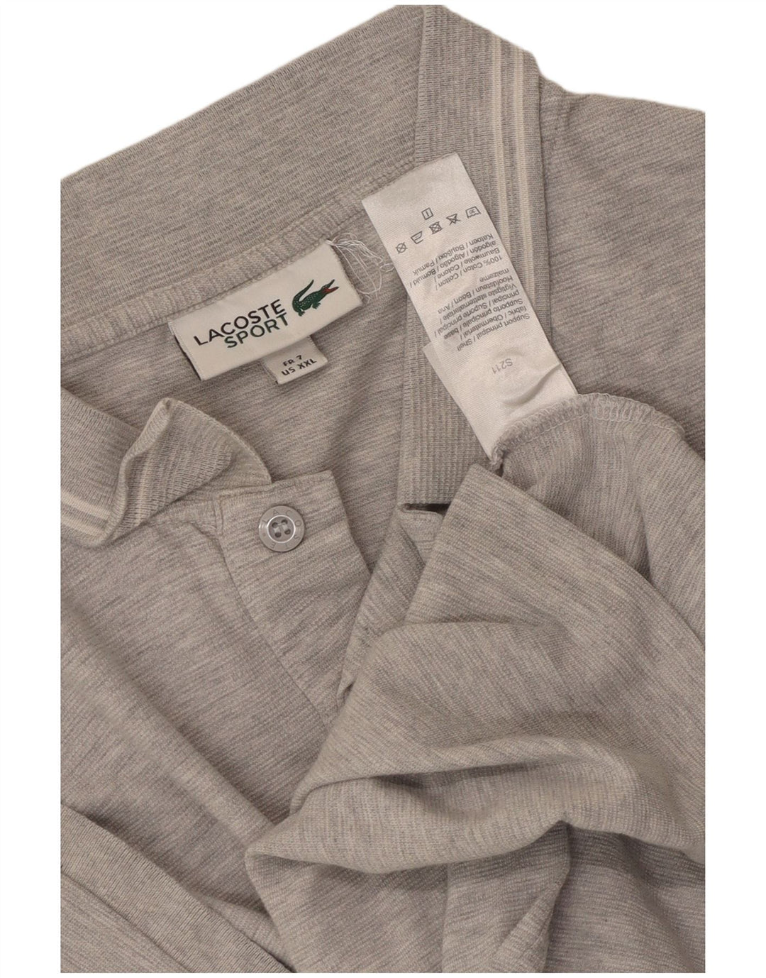 Camisa polo masculina Lacoste tamanho 7 2XL algodão cinza