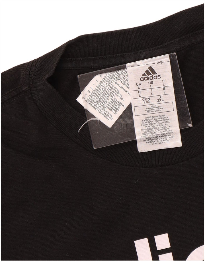 Adidas Mens Graphic T-Shirt Top Grande Algodão Preto