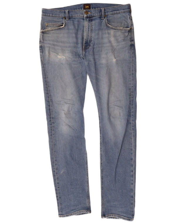 Lee Mens Rider Slim Jeans W34 L34 Azul Algodão