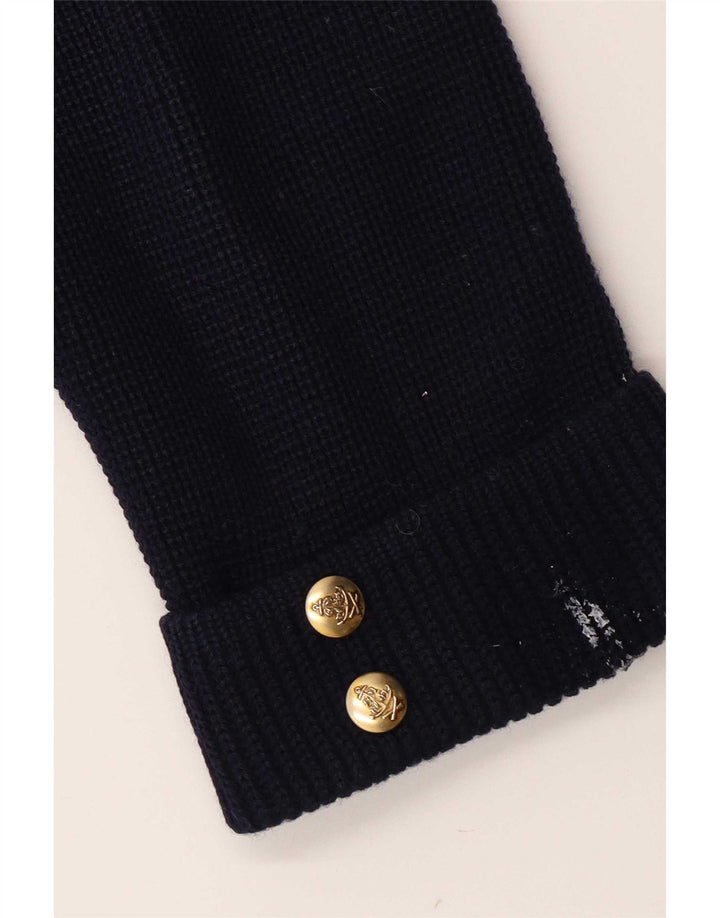 Jaqueta blazer feminina vintage com peito duplo UK 12 azul marinho médio