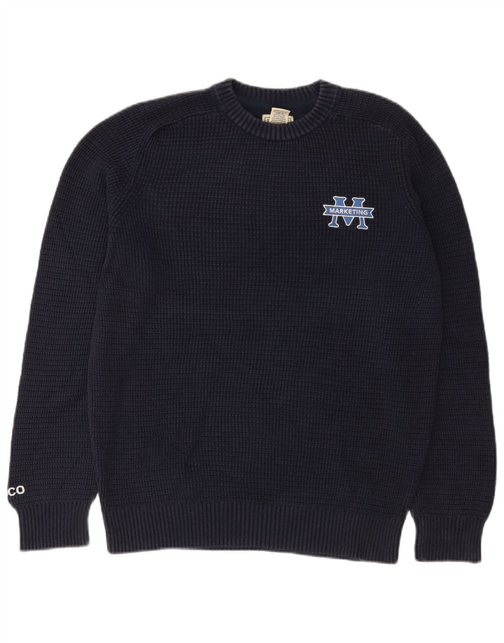 L.L.Bean Suéter masculino com gola redonda, pequeno algodão azul marinho